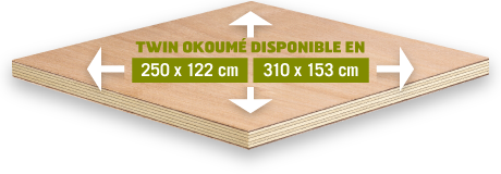 Twin Okoumé disponible en 250 x 122 cm et 310 x 153 cm